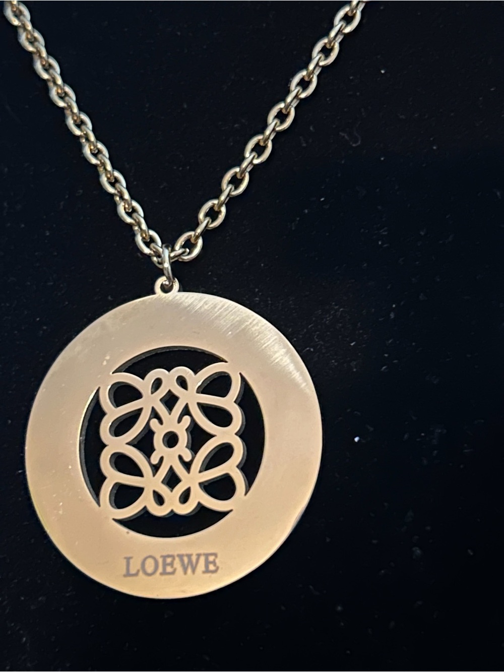 Gold-Tone Round Logo Pendant Necklace/Fashion Jewelry
